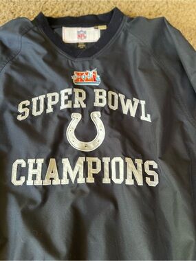 NFL Black Pullover with White Embroidered Super Bowl Champions Design